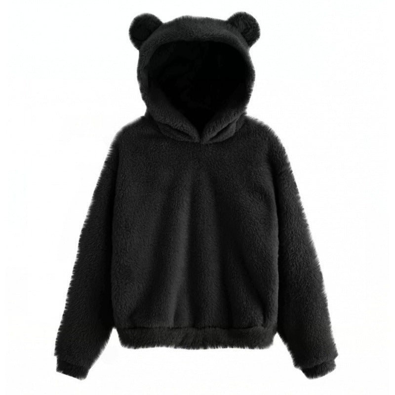 Damen Kuscheliger Teddy-Fleece-Hoodie mit Bärenohren und Oversize-Passform Shop Nory