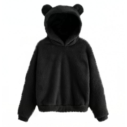 Damen Kuscheliger Teddy-Fleece-Hoodie mit Bärenohren und Oversize-Passform Shop Nory