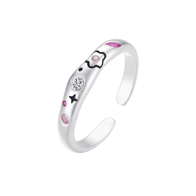 Damen Offener Ring mit floralem Design und bunten Akzenten Shop Nory