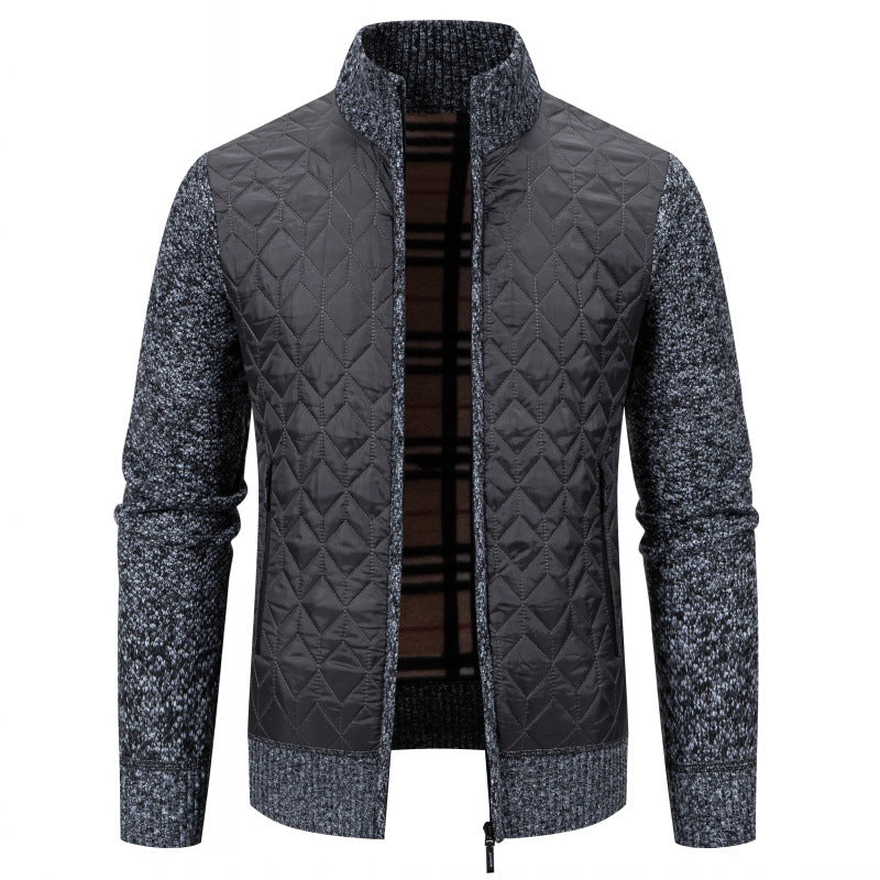 Herren Steppjacke mit hohem Kragen und eleganter Strickästhetik Shopnory