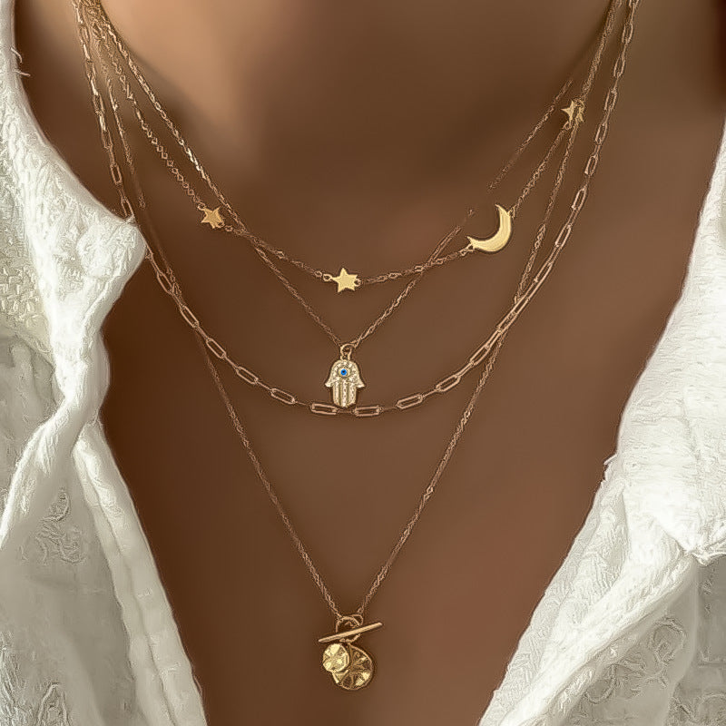 Damen mehrlagige Halskette mit charmanten Anhängern Shop Nory