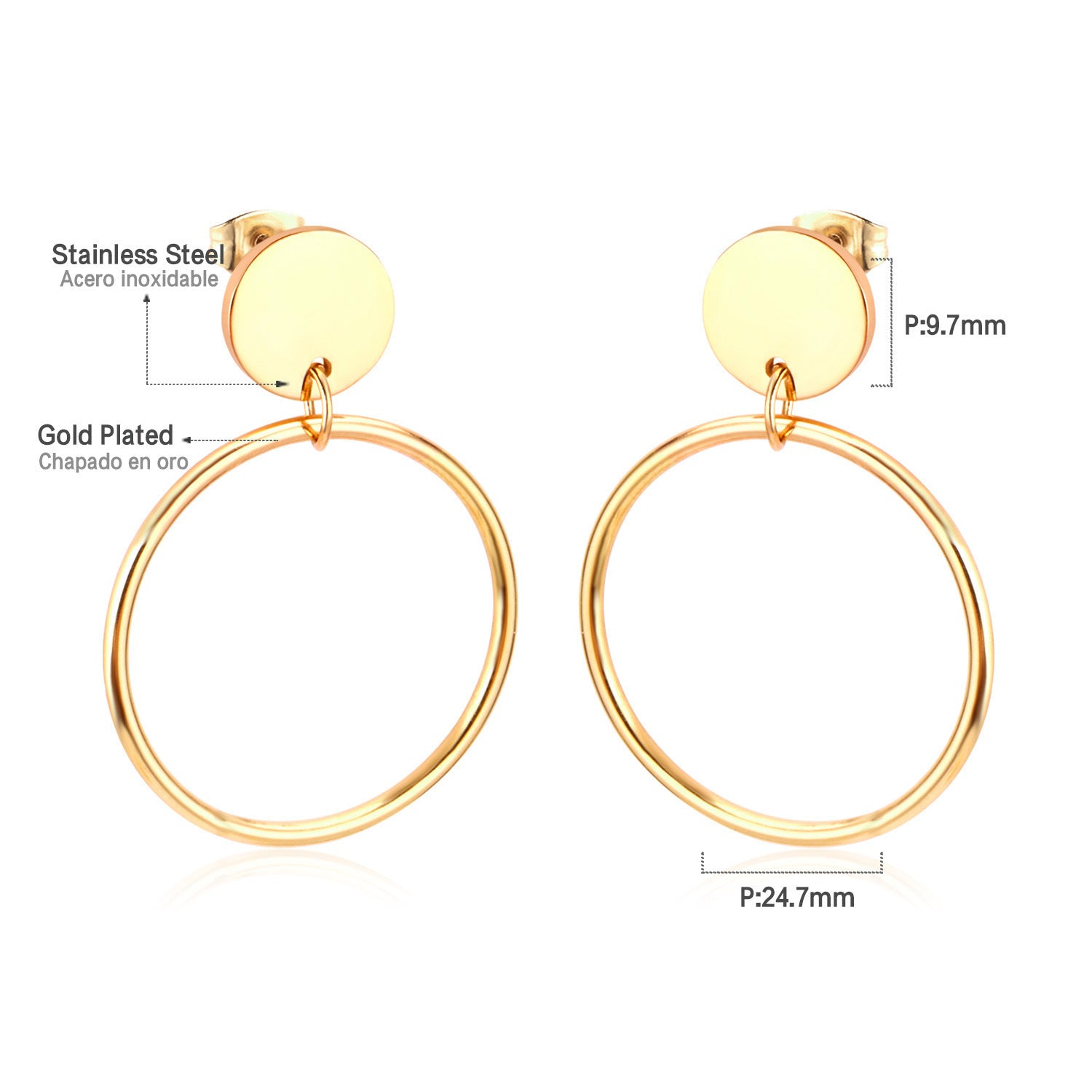 Damen Hängende Ohrringe aus hochwertigem Edelstahl mit eleganter ovaler Form Shop Nory