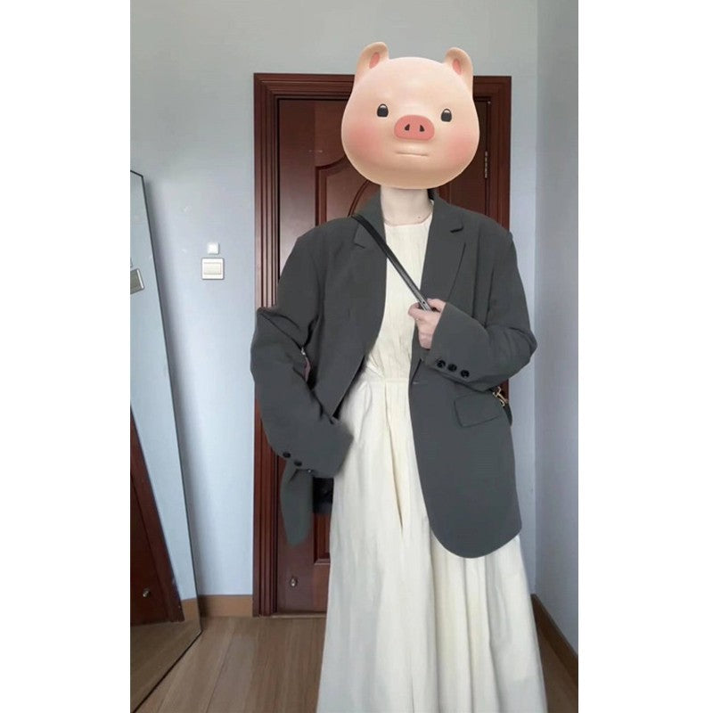 Damen Oversize Einreihiger Blazer mit lässigem Schnitt und aufgesetzten Taschen Shop Nory