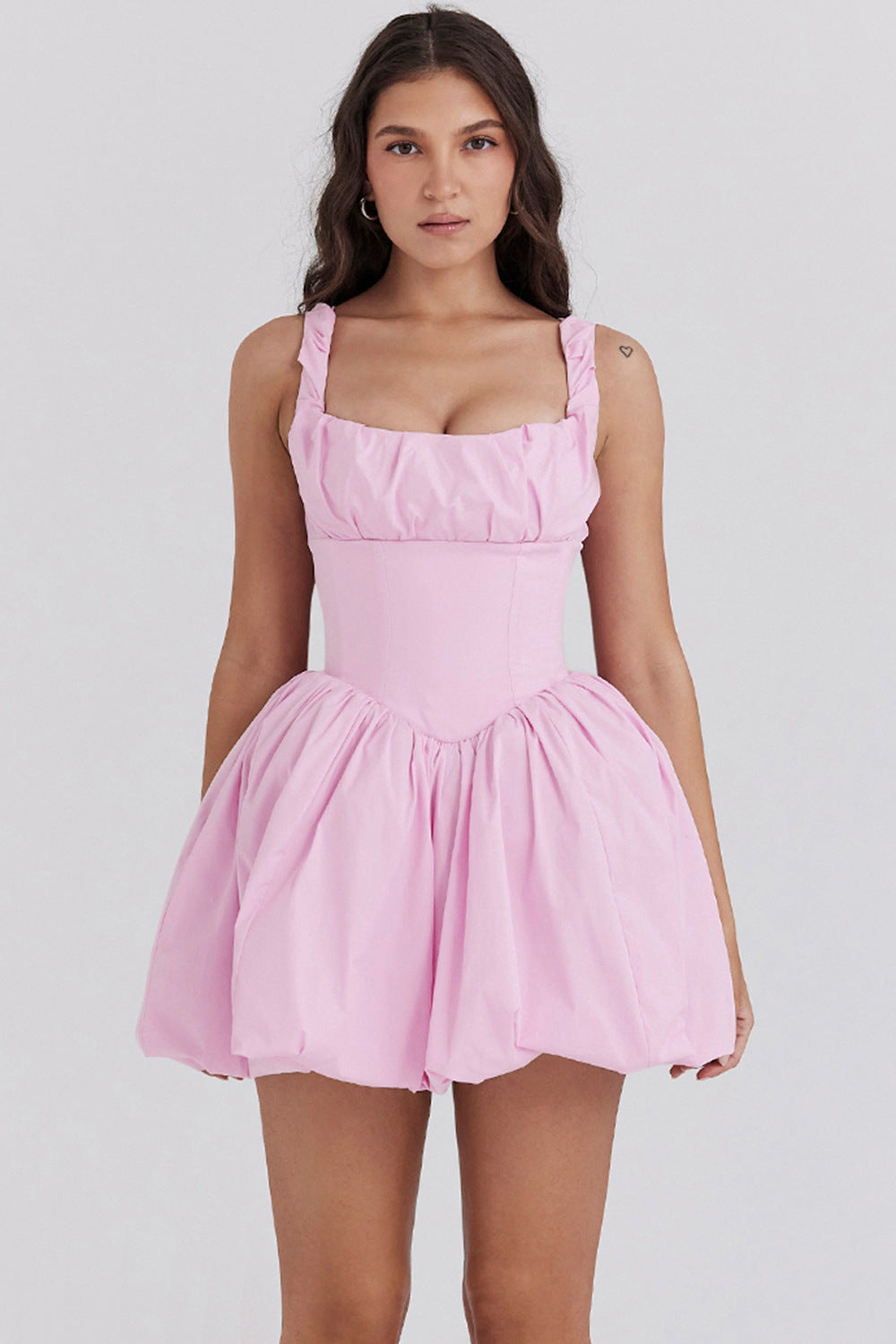 Damen Ballonkleid mit Spitzenakzenten