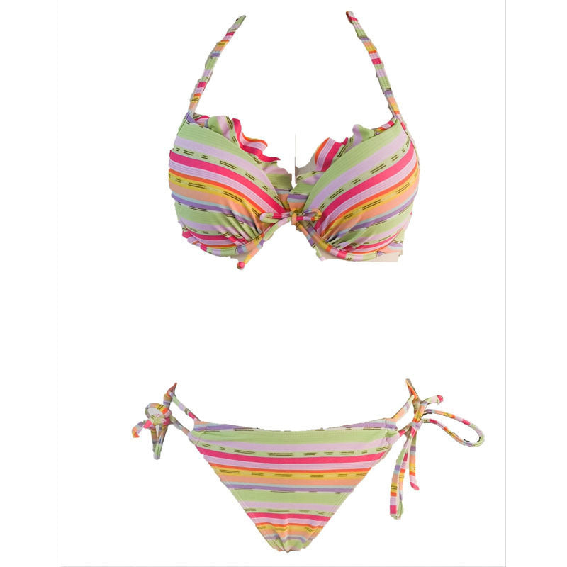 Damen Push-up Bikini-Set mit verspieltem Streifenmuster