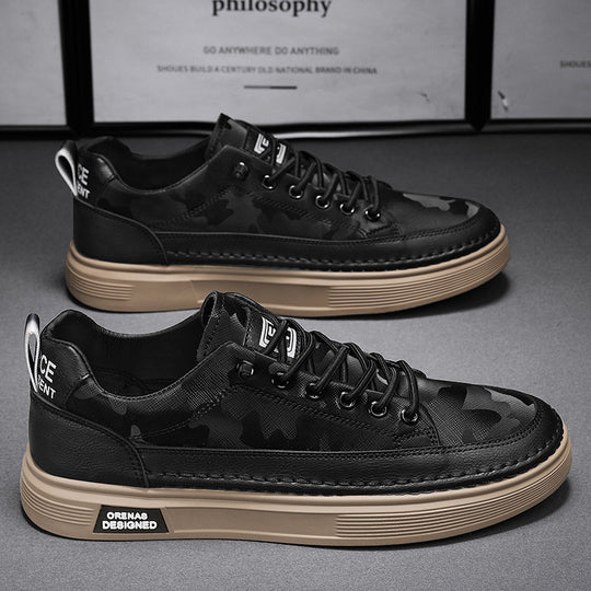 Herren Lederoptik-City-Sneaker mit gepolstertem Fersenkragen und langlebiger Plateau-Gummisohle Shop Nory