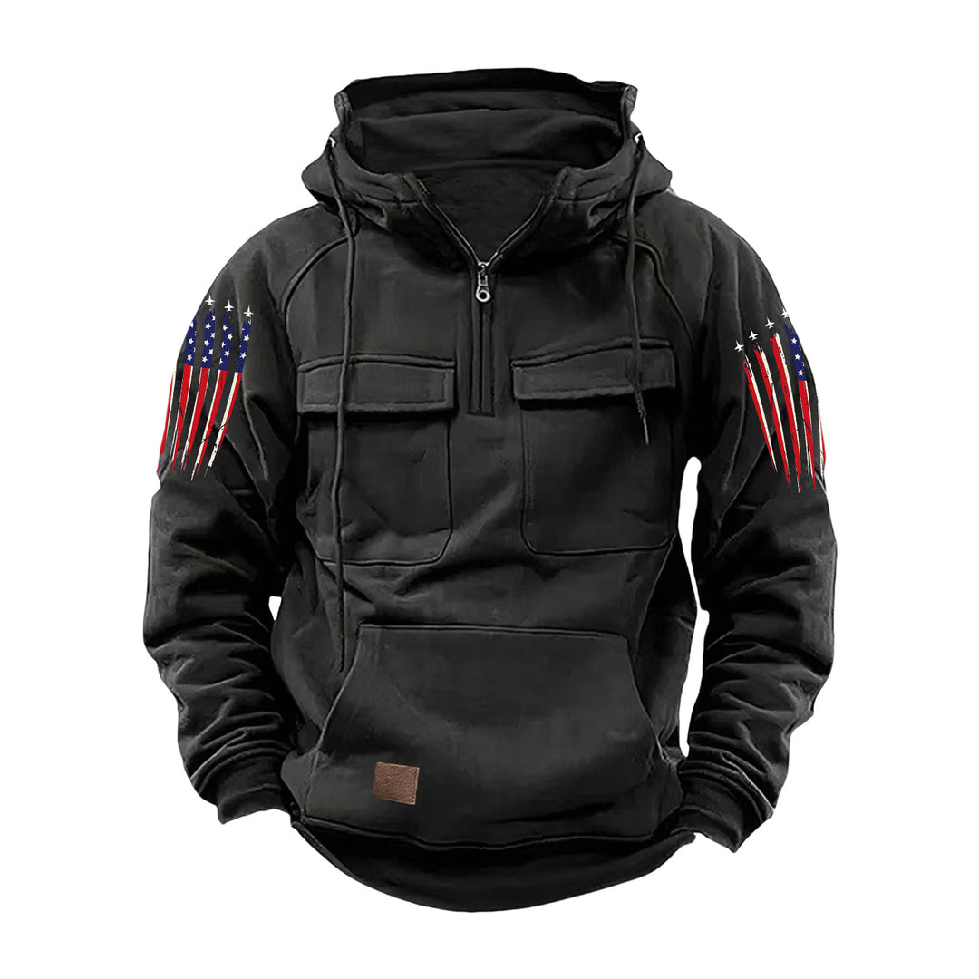 Herren nan Kapuzenpullover mit Halbzip, Cargo-Brusttaschen und Kängurutasche Shop Nory