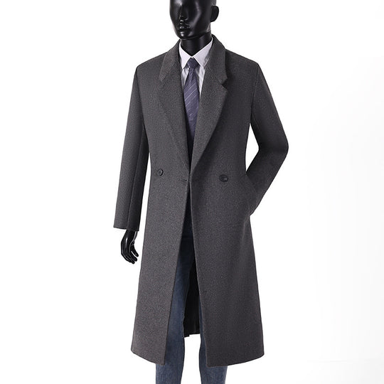 Herren Moderner Longcoat aus Wollmix mit schmalem Revers, leichter Taillierung und seitlichen Eingrifftaschen Shop Nory