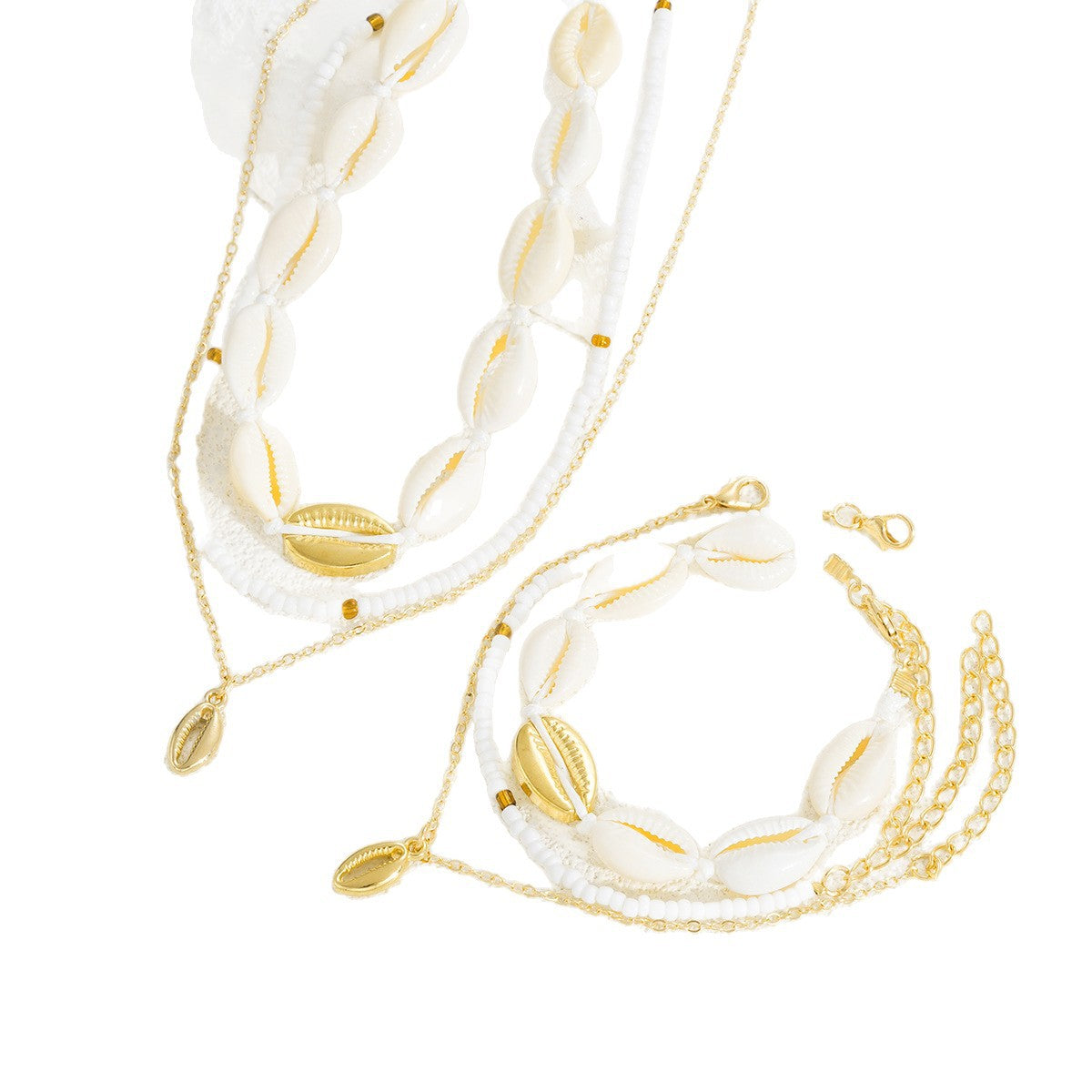 Damen Schmuckset mit maritimen Muschelanhängern und eleganten Ketten Shop Nory