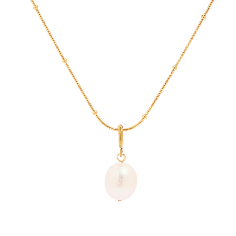 Damen Halskette mit eleganten Perlenanhänger und hochwertiger Edelstahlverarbeitung Shop Nory