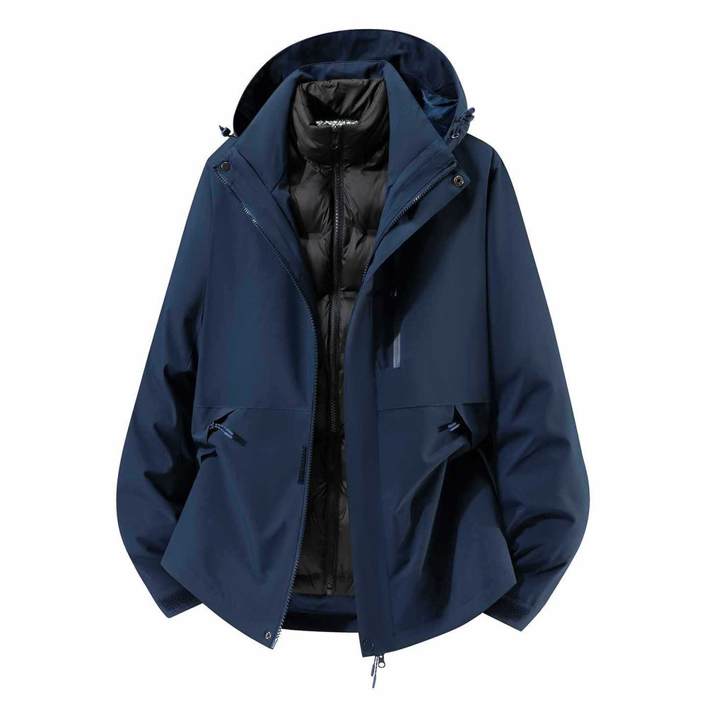 Herren Wasserfeste dreiteilige Winterjacke mit abnehmbarer Daunen-Innenjacke und Kapuze Shop Nory