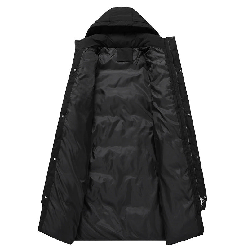 Damen lange Daunenjacke mit hohem Kragen und winddichten Eigenschaften