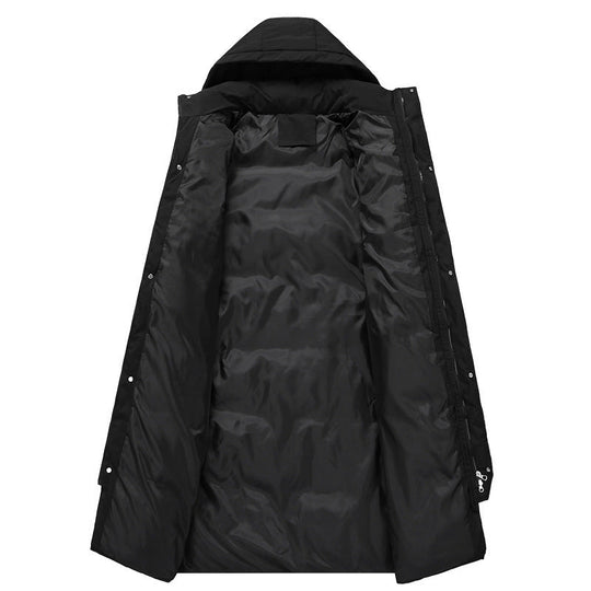 Damen lange Daunenjacke mit hohem Kragen und winddichten Eigenschaften