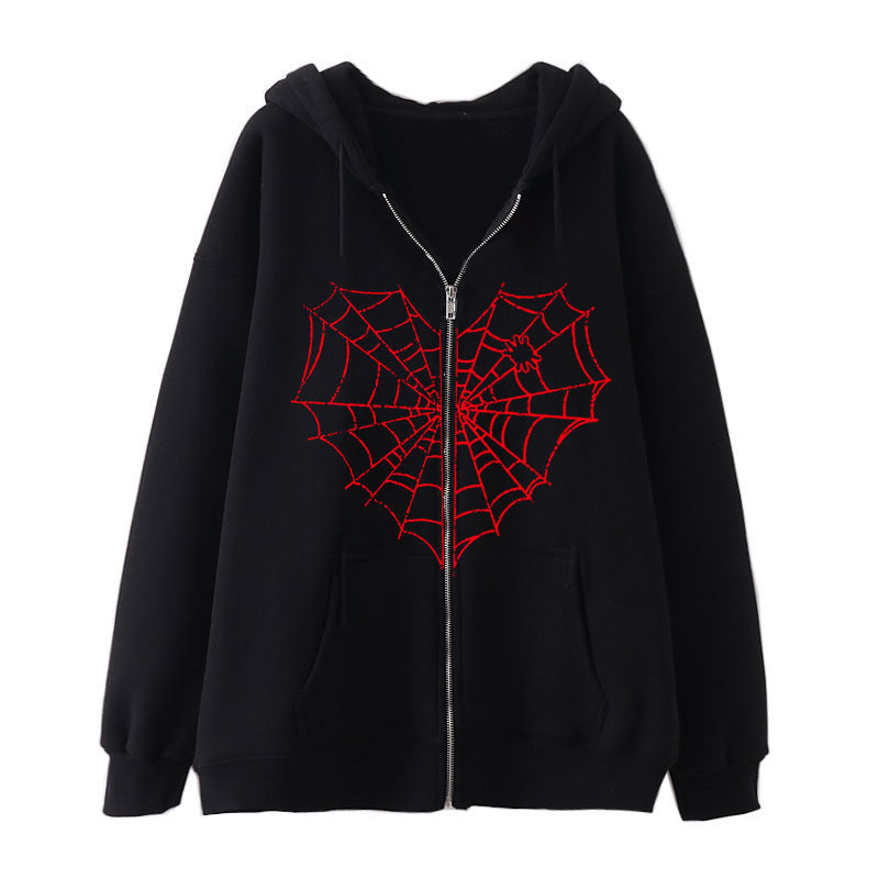 Damen nan Kapuzenjacke mit durchgehendem Reißverschluss und Rippenherz-Print Shop Nory