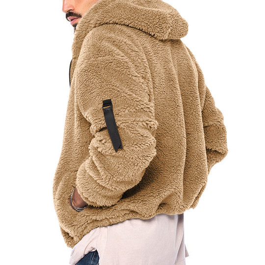 Herren nan Sherpa-Fleece Kapuzenjacke mit durchgehendem Reißverschluss und Ärmel-Tasche Shop Nory