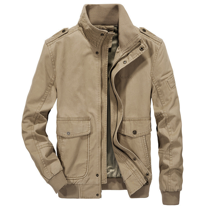 Herren robuste Canvas‑Field‑Bomberjacke mit Stehkragen, Schulterklappen und Mehrfach‑Taschen Shop Nory