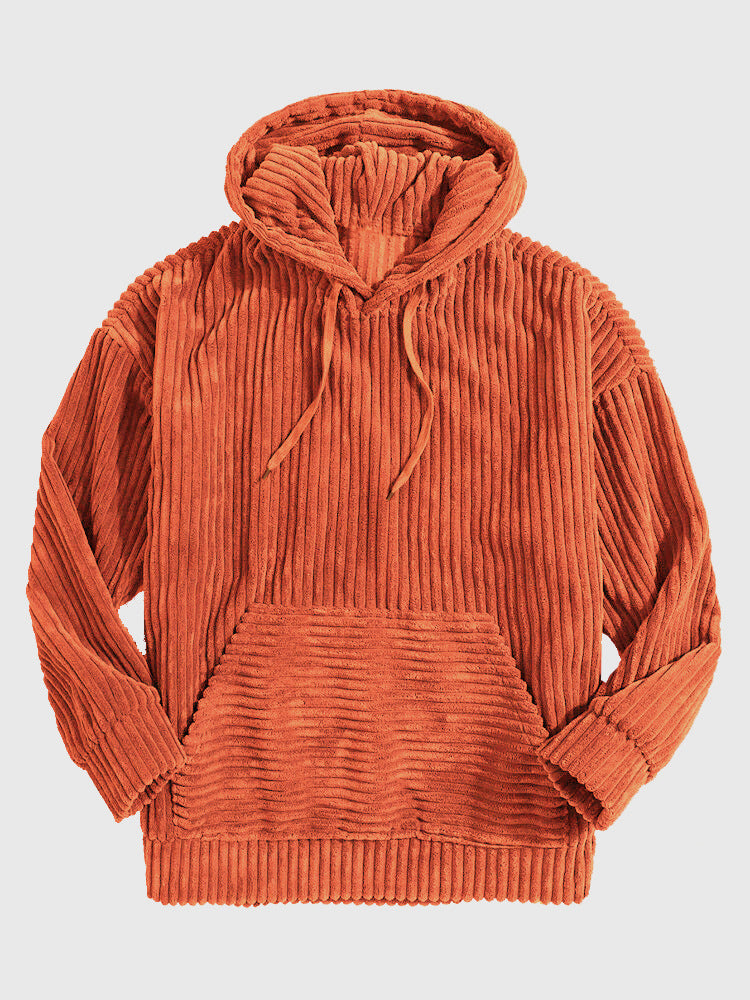 Unisex nan gerippter Samt-Hoodie mit Kapuze und Kängurutasche Shop Nory
