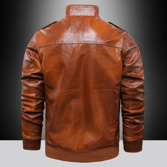 Herren Premium Kunstleder-Fliegerblouson im Aviator-Look mit Applikationen und Reißverschlussblende Shop Nory