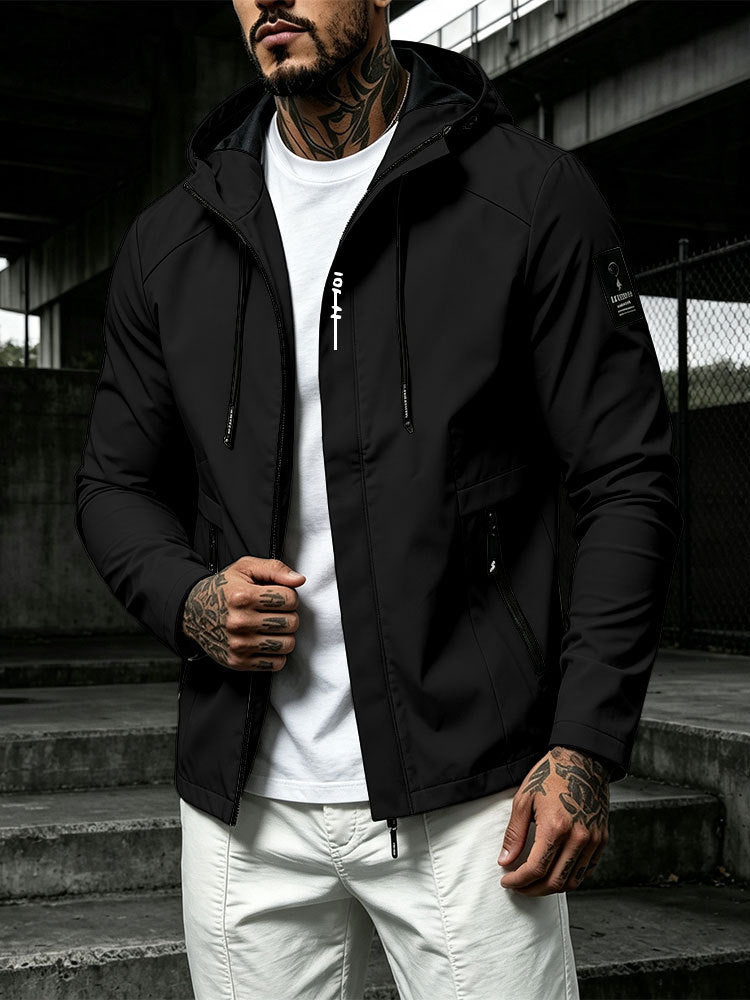 Herren Wasserabweisende Softshell-Jacke mit Kapuze und verdecktem Reißverschluss Shop Nory
