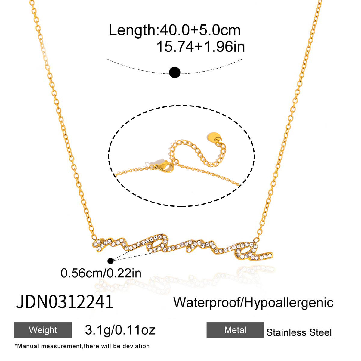 Damen Armband mit personalisiertem "Mama"-Schriftzug aus hypoallergenem Edelstahl Shop Nory