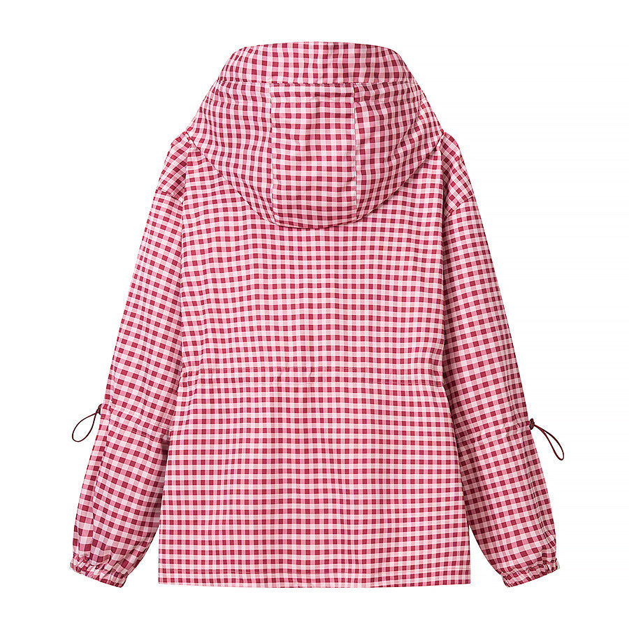 Damen Leichte Kapuzen-Outdoorjacke im Vichy-Karo mit Tunnelzugtaillierung Shop Nory