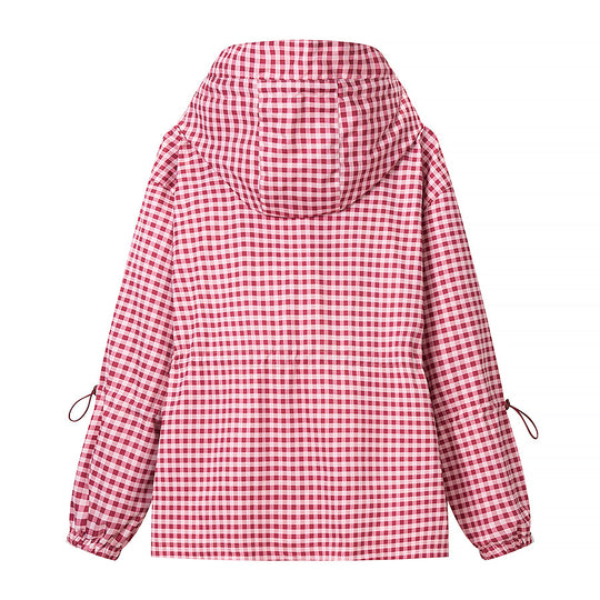 Damen Leichte Kapuzen-Outdoorjacke im Vichy-Karo mit Tunnelzugtaillierung Shop Nory