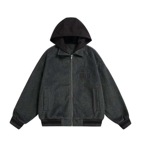 Unisex Oversize Fleece-Bomberjacke mit Kontrastkapuze Shop Nory
