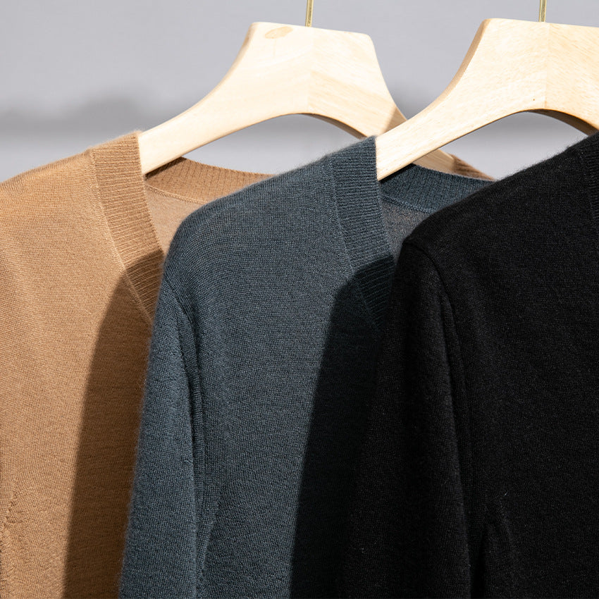 Herren Feiner V‑Ausschnitt-Pullover aus Merinomischung mit leichtem Strukturstrick Shop Nory