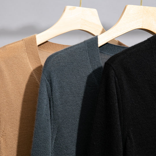 Herren Feiner V‑Ausschnitt-Pullover aus Merinomischung mit leichtem Strukturstrick Shop Nory