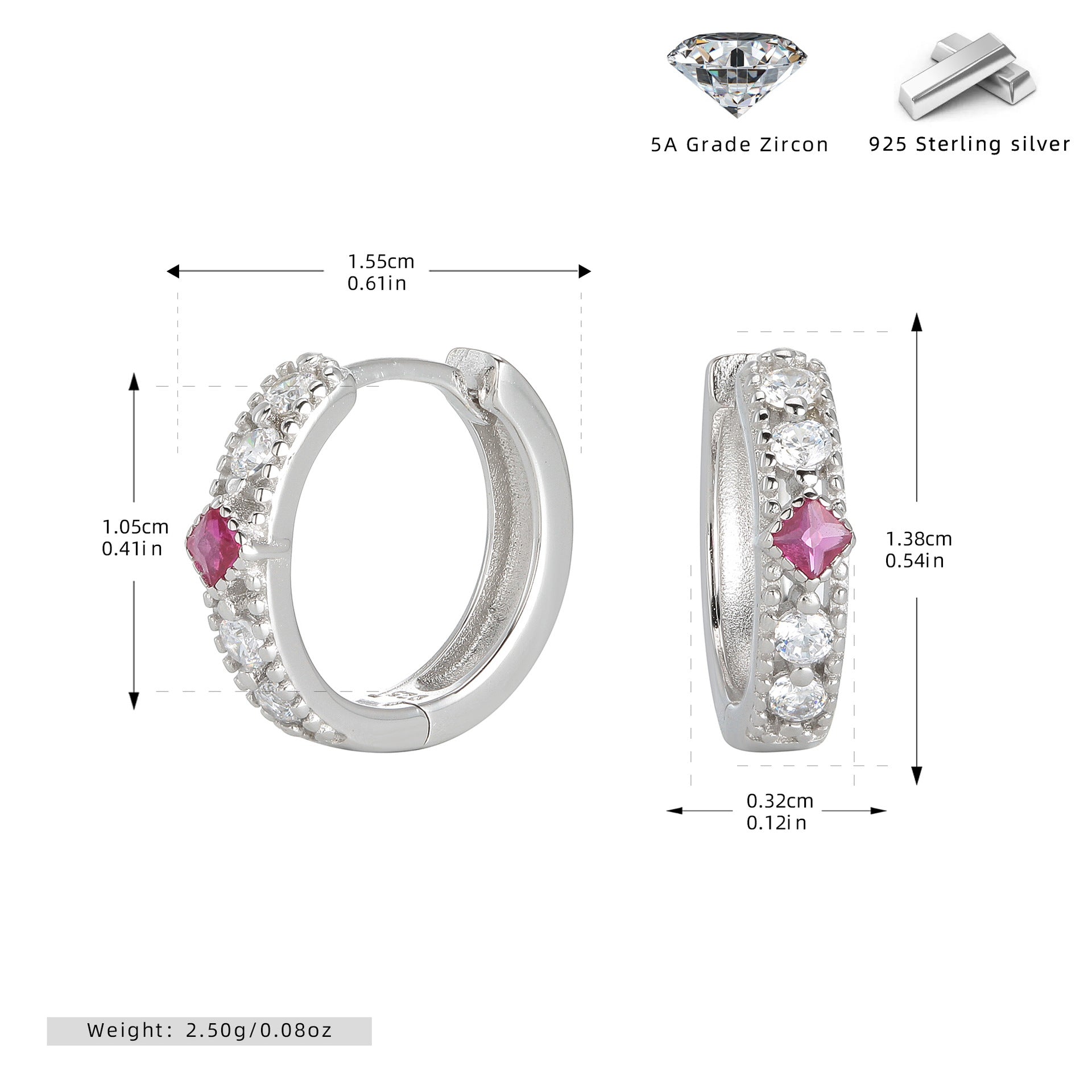 Damen Creolen mit luxuriösem Zirkonbesatz und edlem 925 Sterling Silber Shop Nory