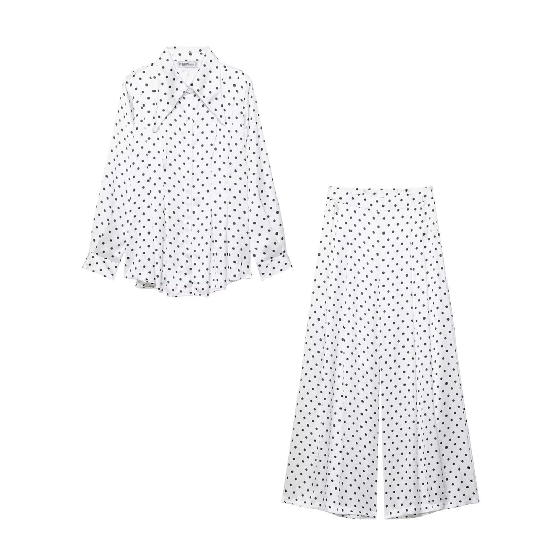 Damen Weite Palazzohose mit hoher Taille, Bein‑Schlitz und Punktmuster Shop Nory