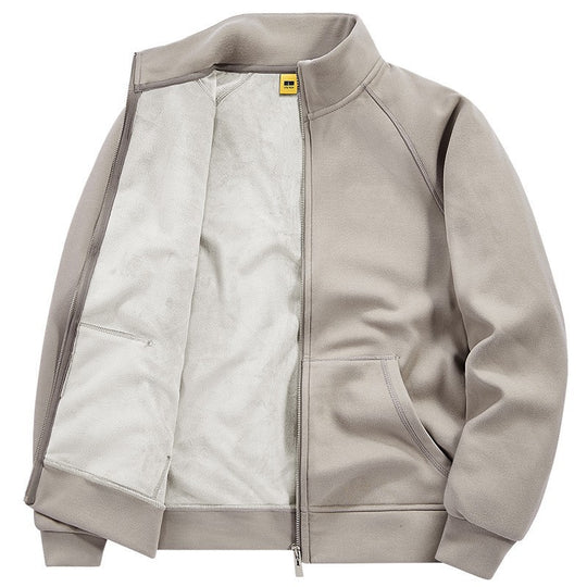 Herren Isolierte Plüschfutter-Sweatjacke mit Stehkragen und verdeckten Innentaschen Shop Nory