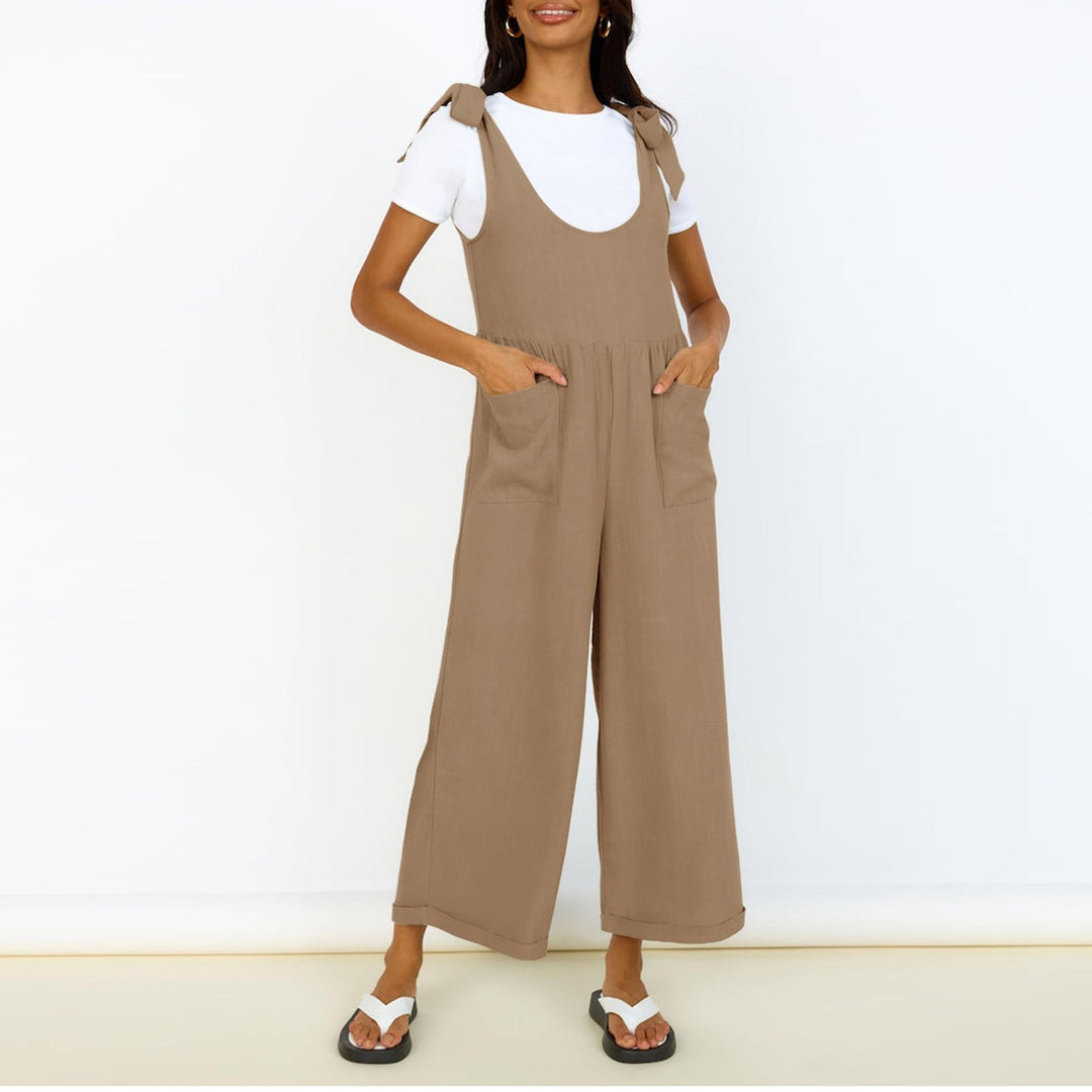 Damen Lässiger Jumpsuit mit verstellbaren Trägern und weitem Bein