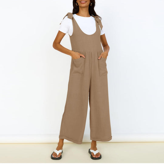 Damen Lässiger Jumpsuit mit verstellbaren Trägern und weitem Bein