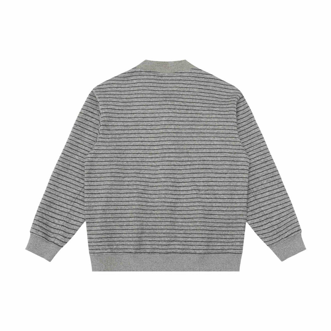 Herren Gestreifte Strick-Cardigan-Jacke mit V‑Ausschnitt und gerippten Bündchen Shop Nory