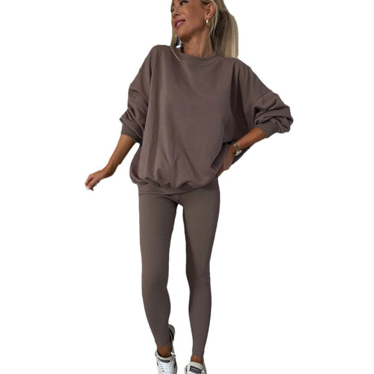 Damen zweiteiliges Lounge-Set mit oversized Sweatshirt und enganliegender Rippleggings Shop Nory