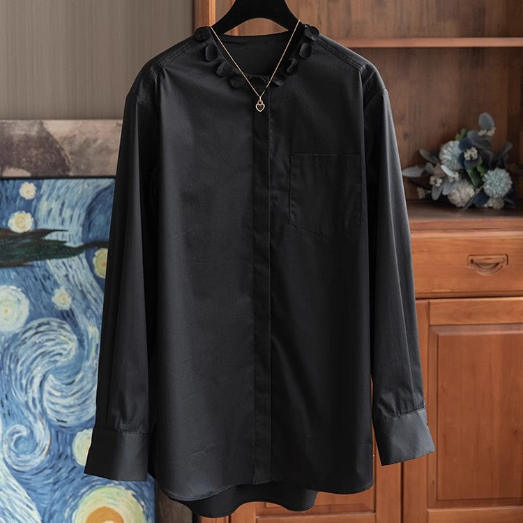 Damen Elegante Bluse mit dekorativem Kragen Shop Nory