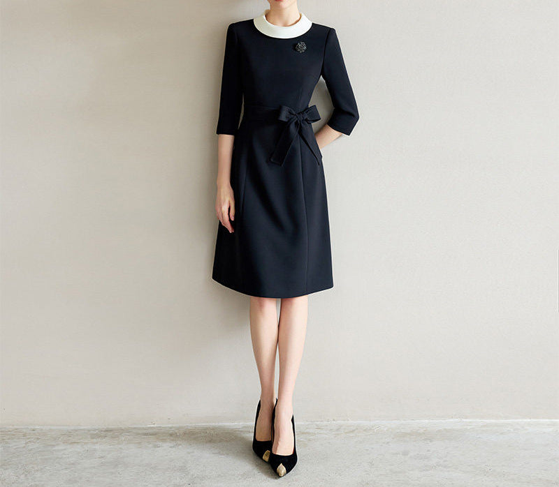 Damen Elegantes Midikleid mit Taillengürtel Shop Nory