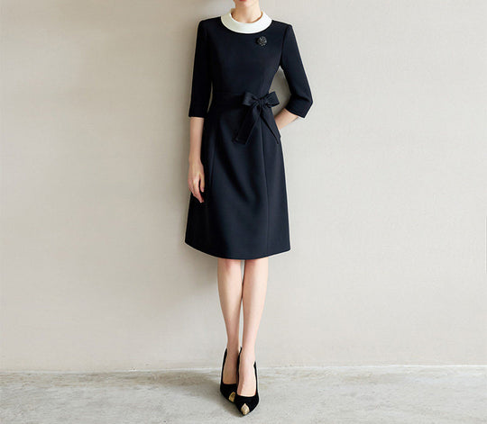 Damen Elegantes Midikleid mit Taillengürtel Shop Nory