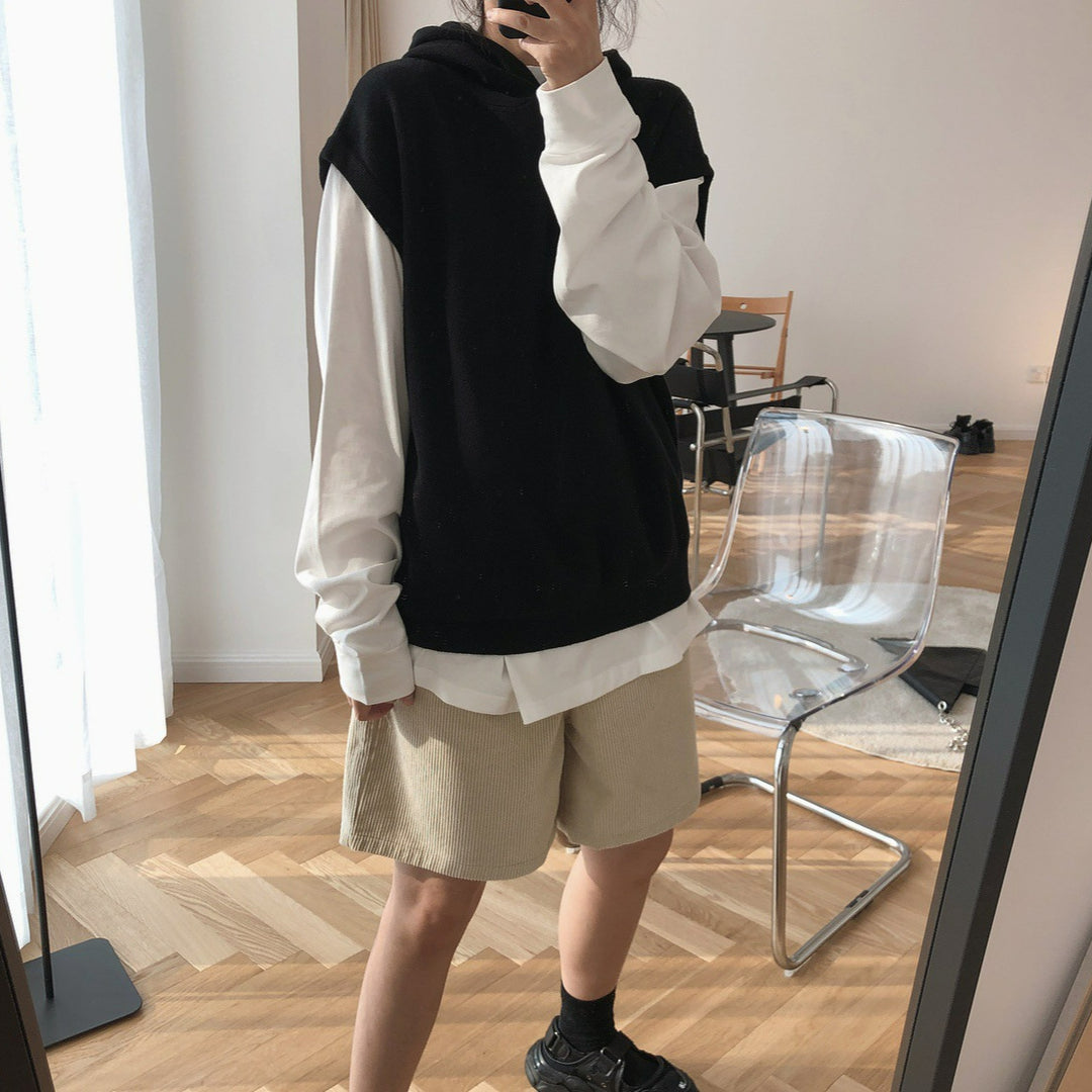Damen Ärmellose Kapuzenstrick‑Weste im Oversize‑Cut aus feinem Strick Shop Nory