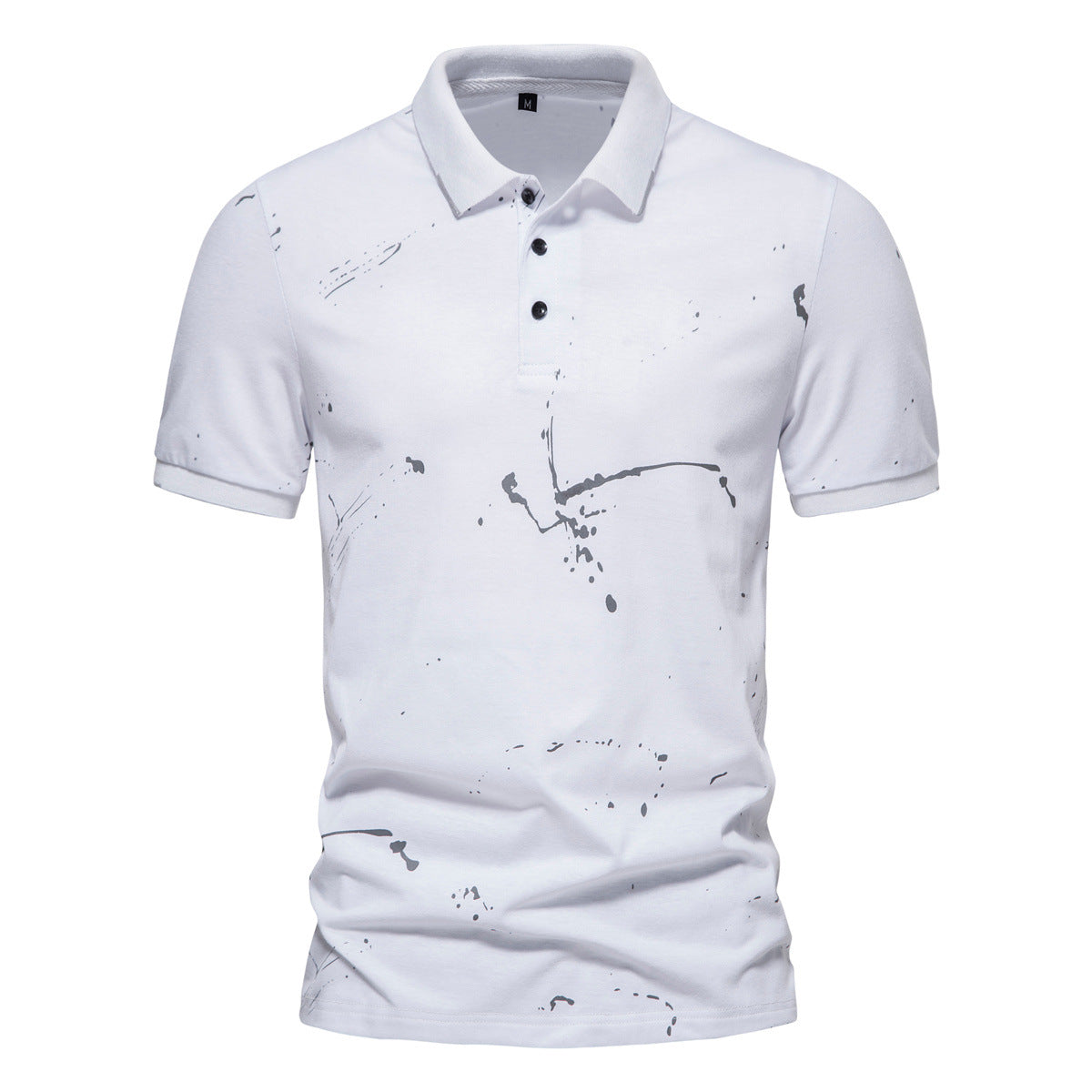 Herren Poloshirt mit kreativen Spritzdruck und hochwertiger Baumwolle