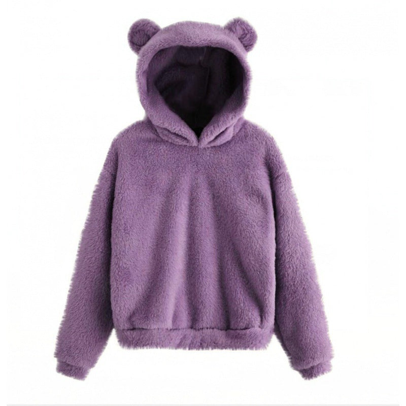 Damen Kuscheliger Teddy-Fleece-Hoodie mit Bärenohren und Oversize-Passform Shop Nory