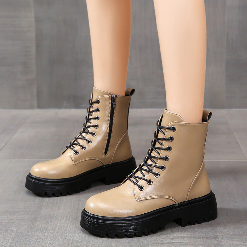 Damen Schnürstiefel mit robustem Profil und modischer Schnürung