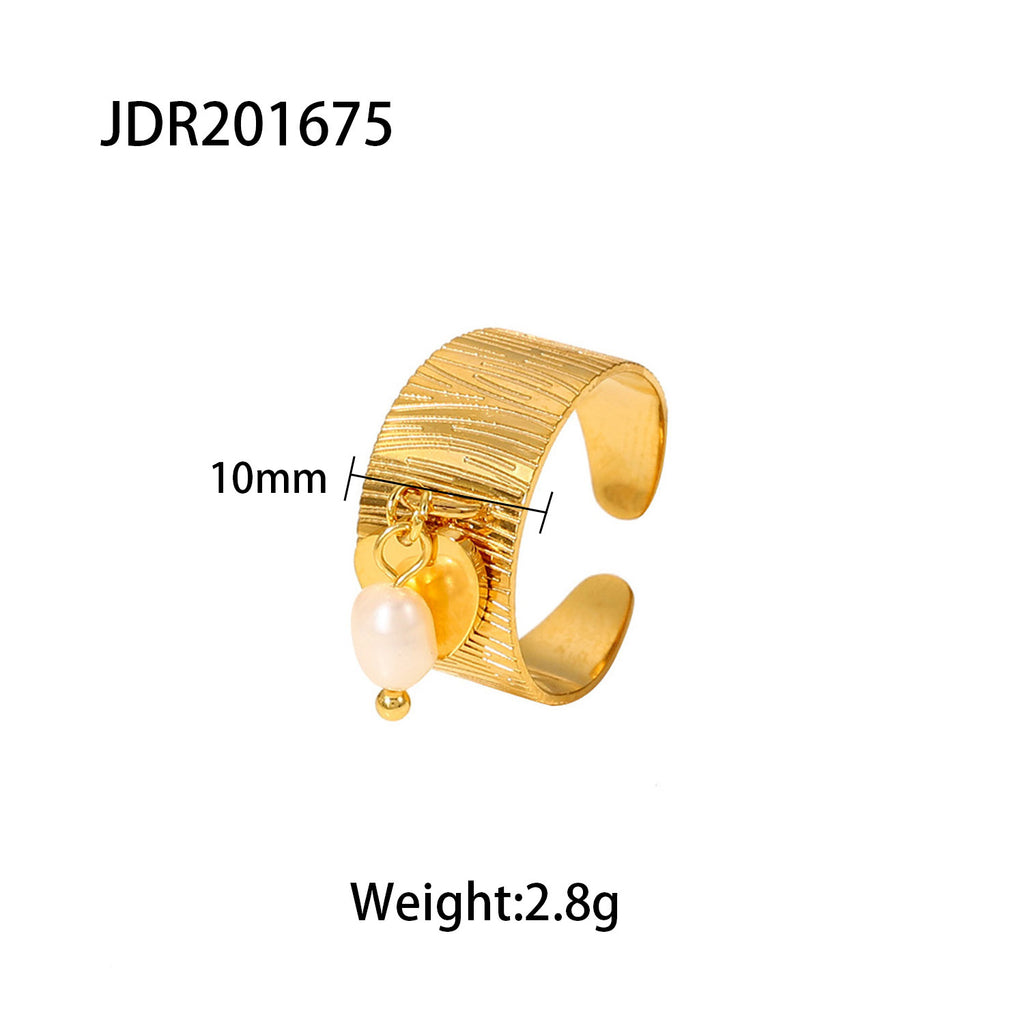 Damen eleganter verstellbarer Ring mit Perlenanhänger Shop Nory