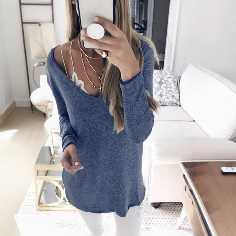 Damen feinstrick Tunika mit tiefem V-Ausschnitt und lässigem Oversized-Schnitt Shop Nory
