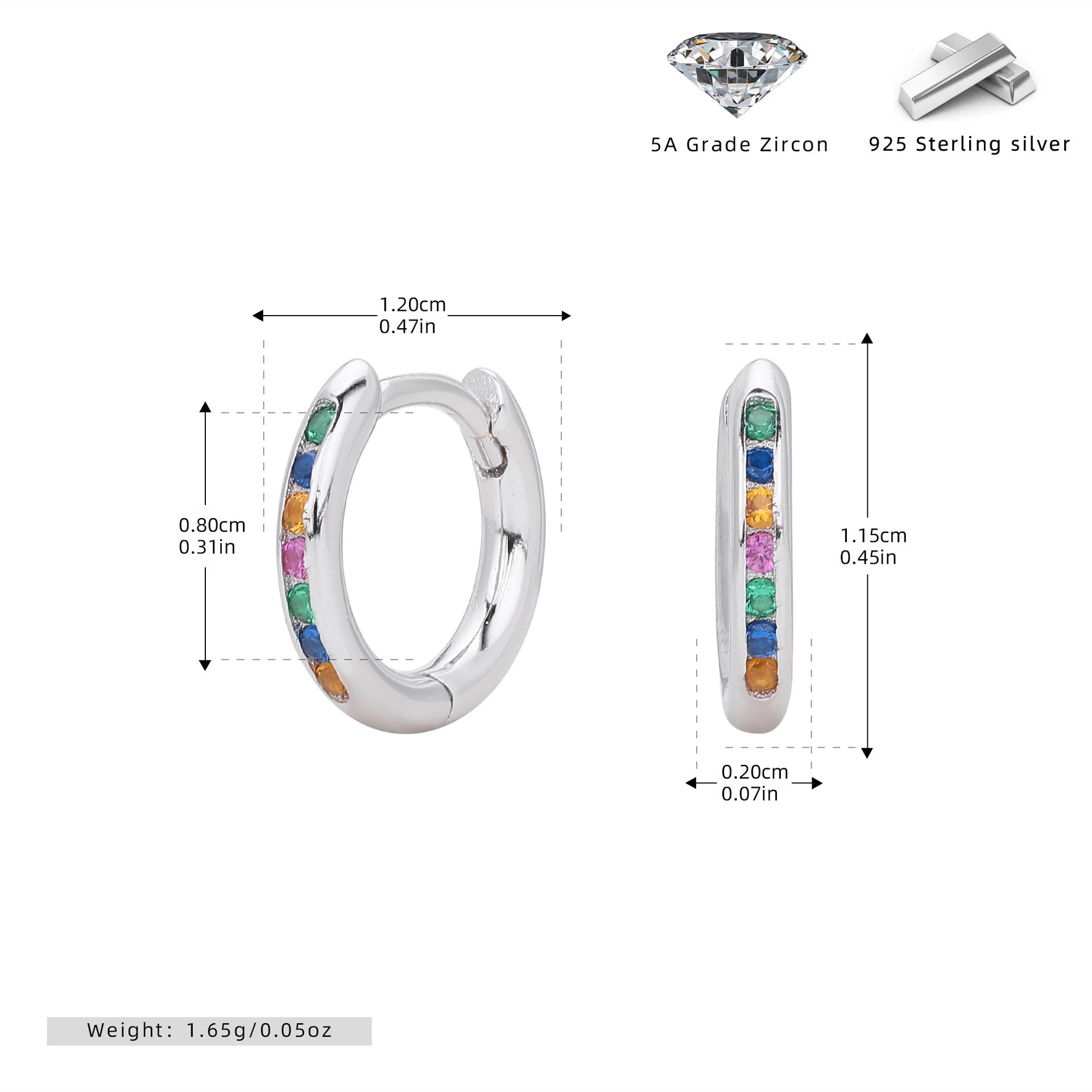 Damen Creolenohrringe mit funkelndem Zirkonbesatz aus hochwertigem 925 Sterling Silber Shop Nory