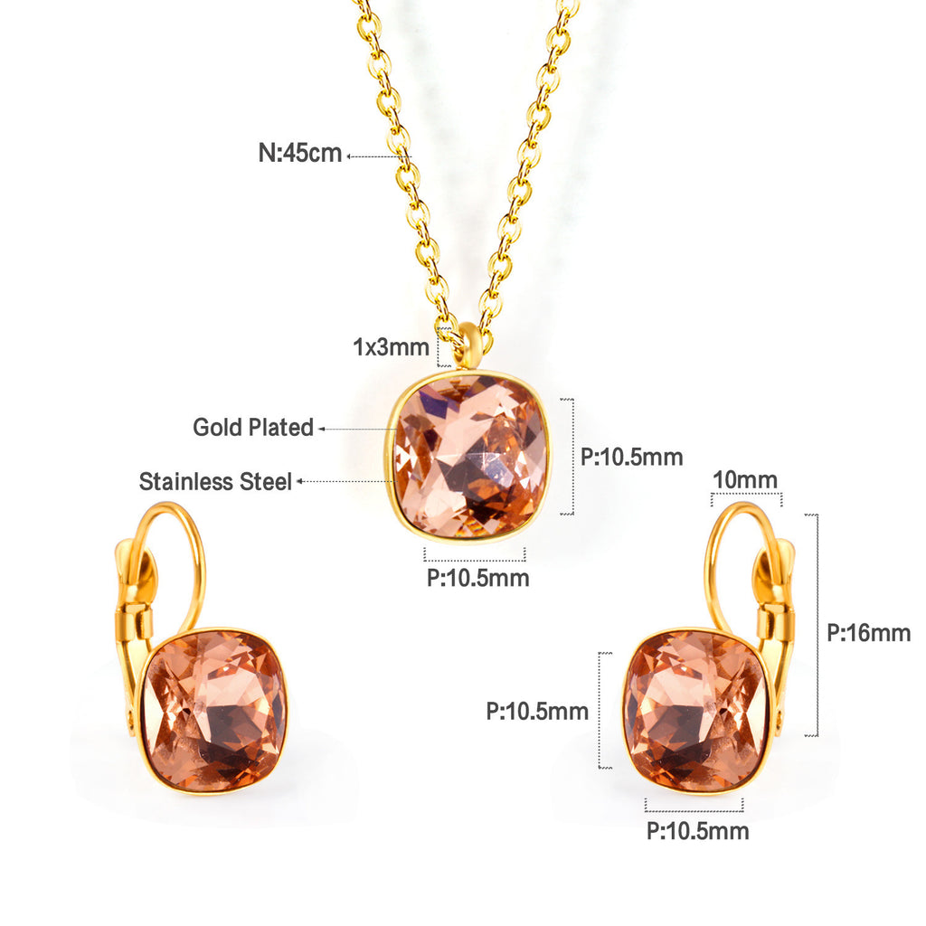 Damen Schmuckset mit exquisiten rosa Kristallen Shop Nory