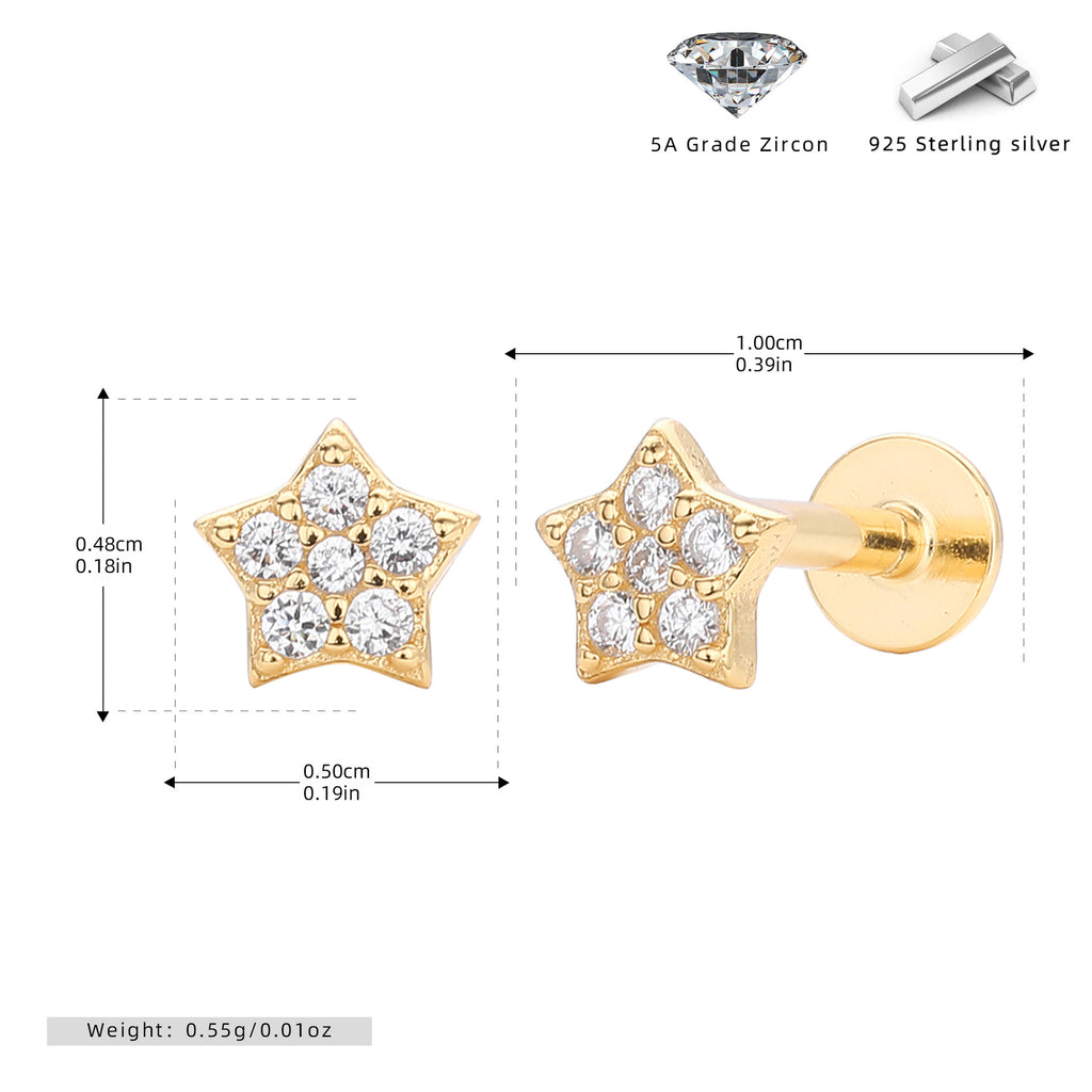 Damen Ohrstecker im funkelnden Sternedesign aus hochwertigem 925 Sterling Silber Shop Nory