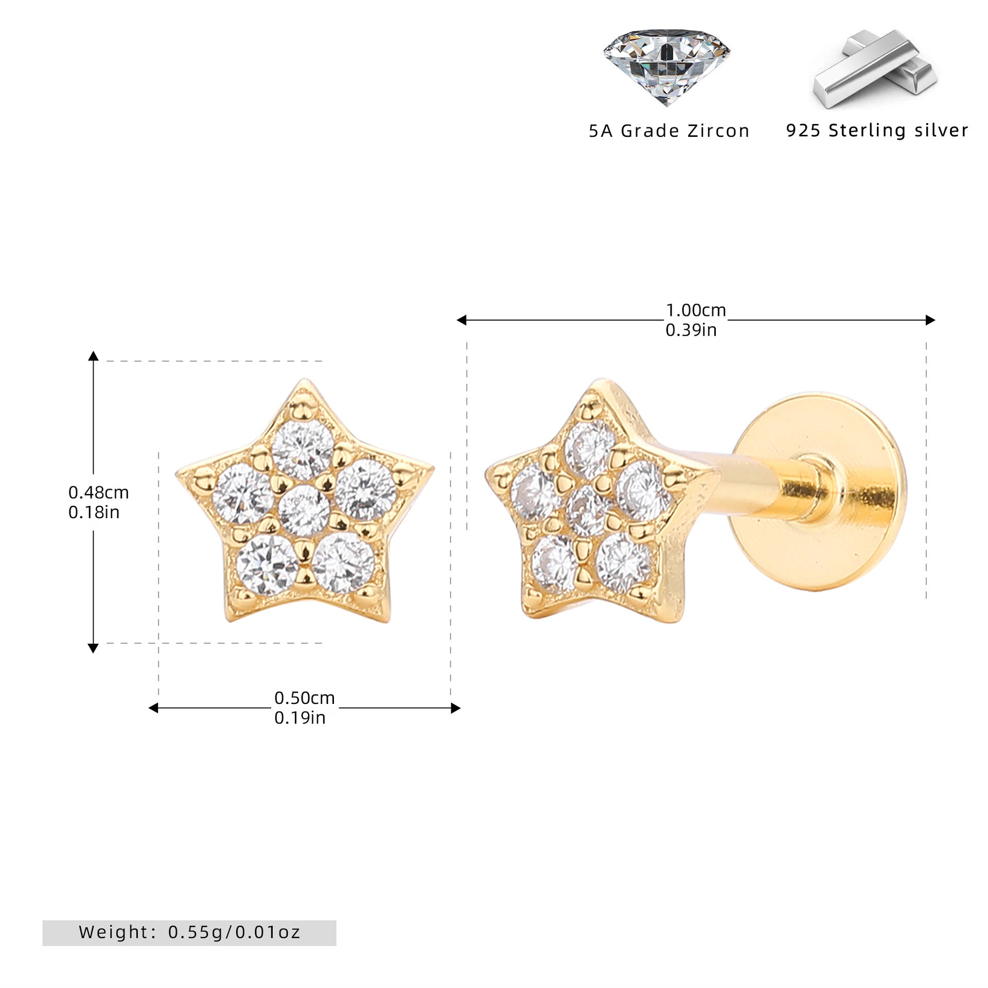 Damen Ohrstecker im funkelnden Sternedesign aus hochwertigem 925 Sterling Silber Shop Nory