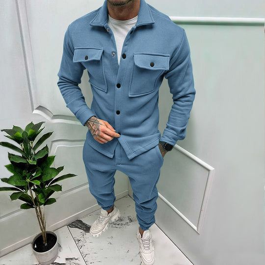Herren nan Utility-Loungeset mit Hemdjacke, aufgesetzten Klappentaschen und schmal zulaufender Jogginghose Shop Nory